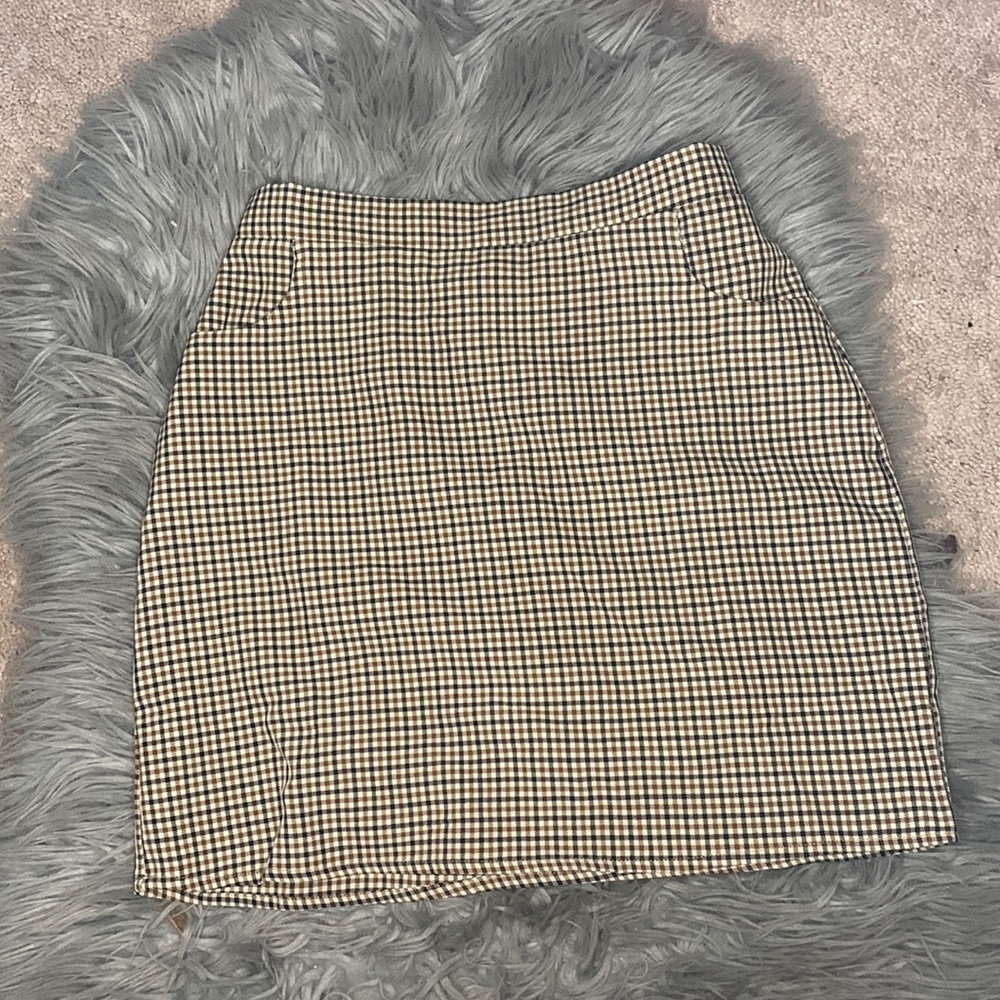 PLAID SKIRT AND WHITE MOCK NECK SHIRT FROM SHEIN